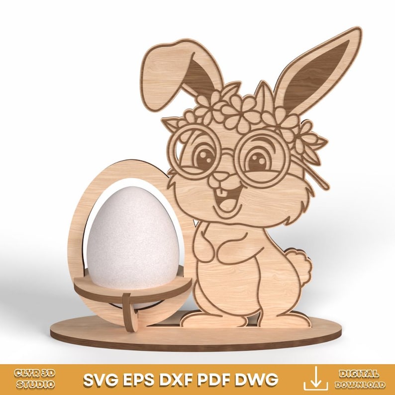 Easter Bunny Egg Holder SVG, Laser Cut Wood File, 8 Designs (digital ...