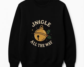 Jingle All The Way jultröja, Holiday Bell-tröja, mysig vintertröja med rund hals, festlig jultröja, söt julklapp till henne och honom