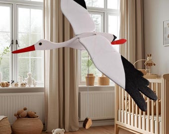 Wooden Stork Mobile for Baby Nursery – Handmade Gift Idea