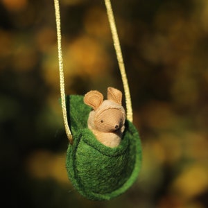 Small TAN Mouse Necklace waldorf miniature woodland animal NMG2 image 4