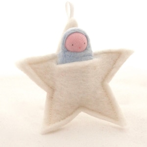 White star ornament pocket doll  waldorf decor advent calendar baby&#39;s first Christmas SSOW1
