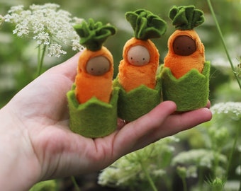 Orange seedling doll //  waldorf toy // carrot sprout  // carrot baby // nature table // stocking stuffer // childrens gift