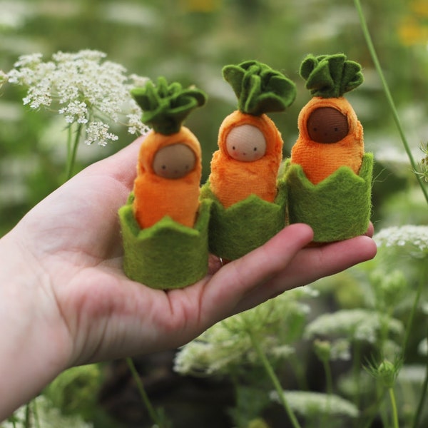 Orange seedling doll //  waldorf toy // carrot sprout  // carrot baby // nature table // stocking stuffer // childrens gift