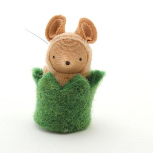 Little Critter in a Hedge Cozy // waldorf toy // mouse doll // mole miniature // natural table // mousie nest // woodland animal // CHC image 8