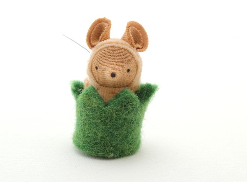 Little Critter in a Hedge Cozy // waldorf toy // mouse doll // mole miniature // natural table // mousie nest // woodland animal // CHC image 8