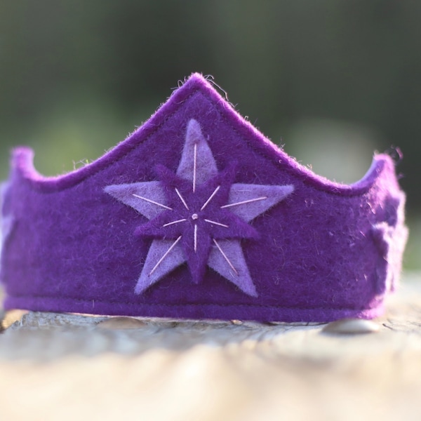 Purple Star Crown // Waldorf birthday crown // felt children's crown // dress up // wool felt // kids headband