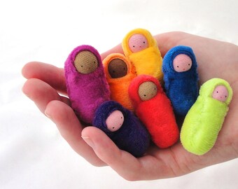 Peanut Baby Bright miniature bunting doll waldorf birthday ornament party favor Easter basket