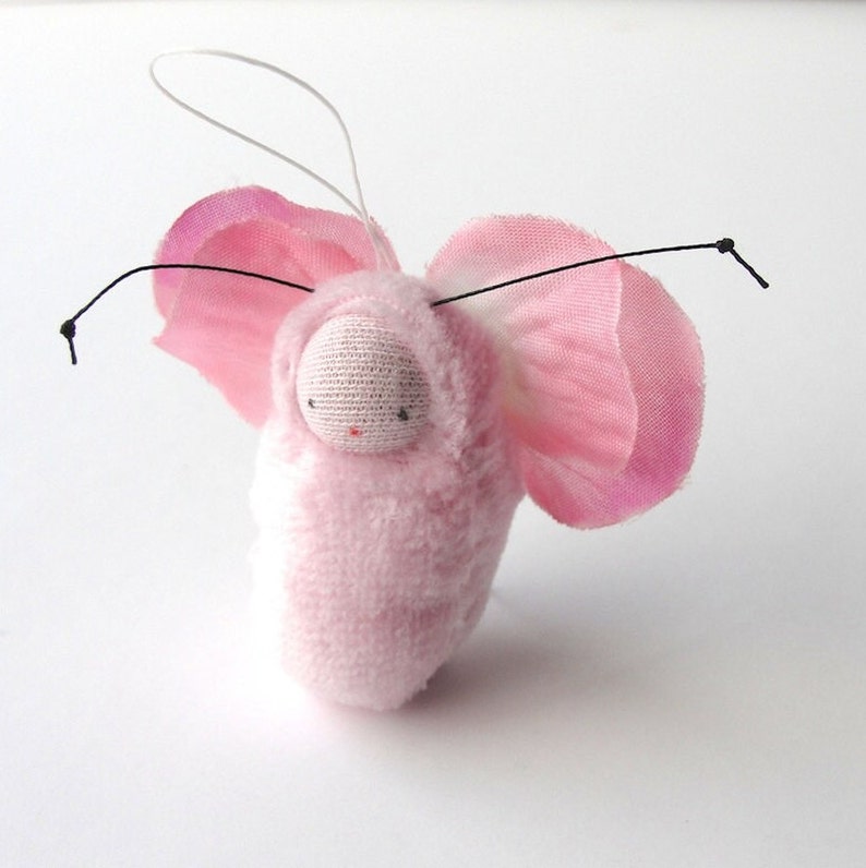 Pink fairy baby ornament flower fairy waldorf doll FBP1 image 1