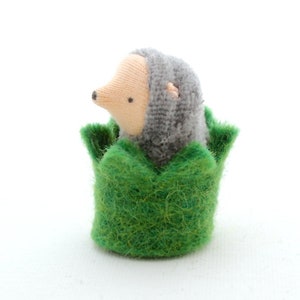 Little Critter in a Hedge Cozy // waldorf toy // mouse doll // mole miniature // natural table // mousie nest // woodland animal // CHC image 3