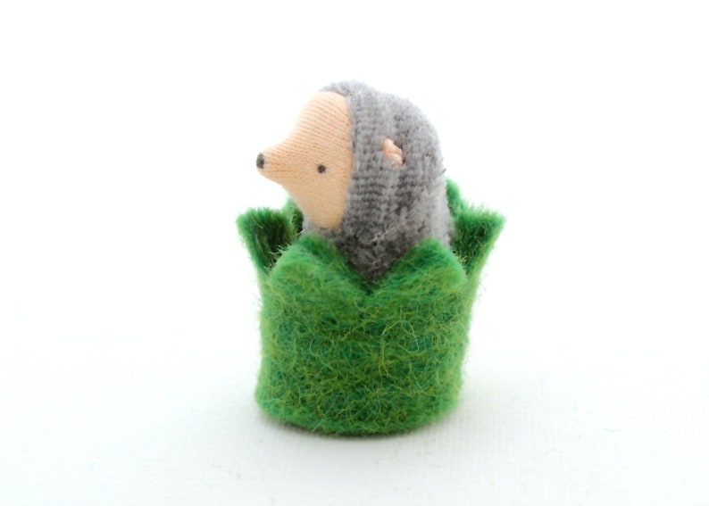 Little Critter in a Hedge Cozy // waldorf toy // mouse doll // mole miniature // natural table // mousie nest // woodland animal // CHC image 3
