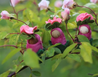 Rosebud baby doll //  waldorf toy //  flower puppet // nature table // stocking stuffer // childrens gift // gardener decor