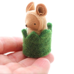 Little Critter in a Hedge Cozy // waldorf toy // mouse doll // mole miniature // natural table // mousie nest // woodland animal // CHC image 6