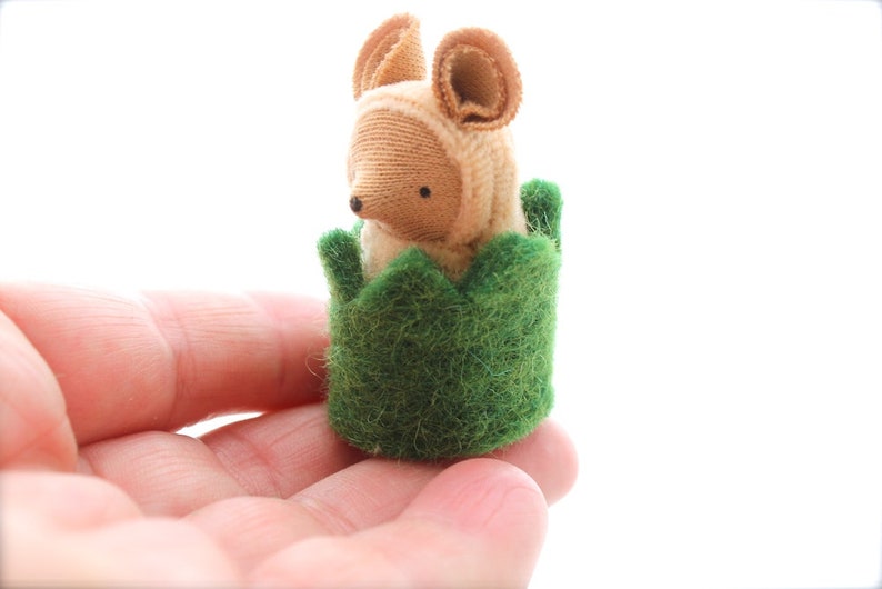 Little Critter in a Hedge Cozy // waldorf toy // mouse doll // mole miniature // natural table // mousie nest // woodland animal // CHC image 6