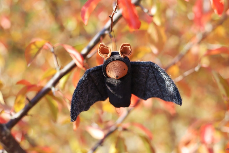 Bat ornament // waldorf nature table // fruit bat // waldorf toy // hanging bat // flying fox image 9