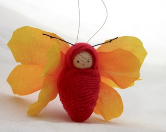 Fairie baby ornament  butterfly child red fairy cute FBR1