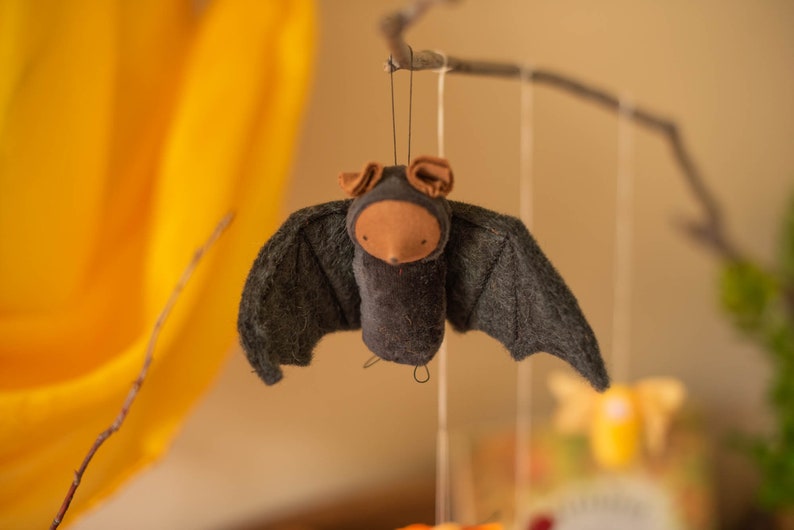 Bat ornament // waldorf nature table // fruit bat // waldorf toy // hanging bat // flying fox image 7