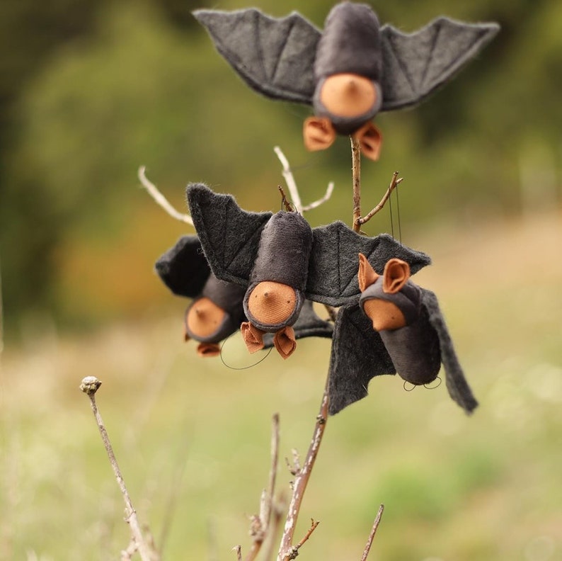 Bat ornament // waldorf nature table // fruit bat // waldorf toy // hanging bat // flying fox image 1