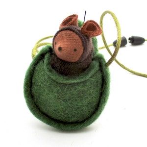 Small BROWN Mouse Necklace waldorf  miniature woodland animal  NMG2