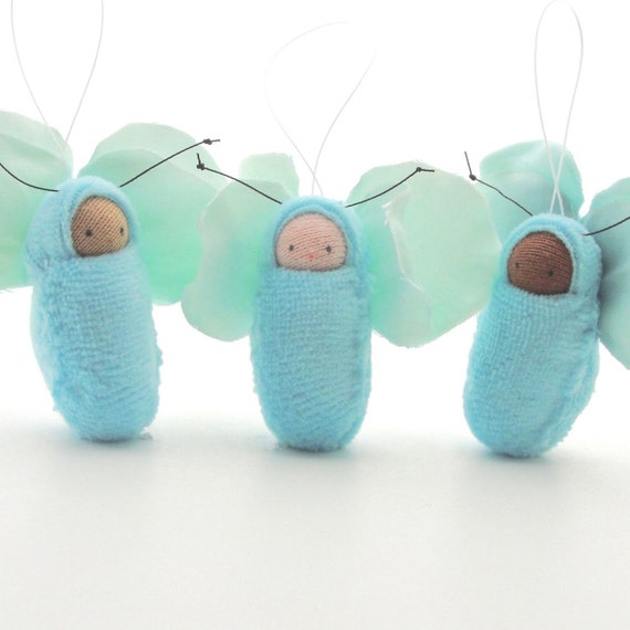 Aqua Blue Fairy Ornament Flower Fairy Baby Fairy Party Favor Waldorf Doll Baby Shower Gift FB-A - UK