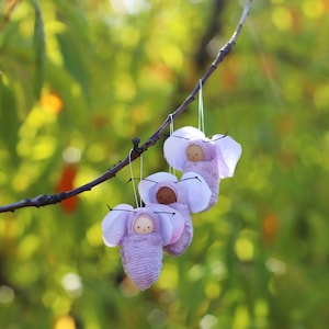 Flower fairy ornament pale purple miniature  doll fairie FBN1