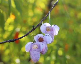 Flower fairy ornament pale purple miniature  doll fairie FBN1