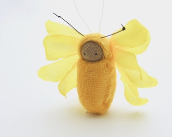 Gold flower fairy ornament // miniature  doll // fairie // waldorf // FB-K