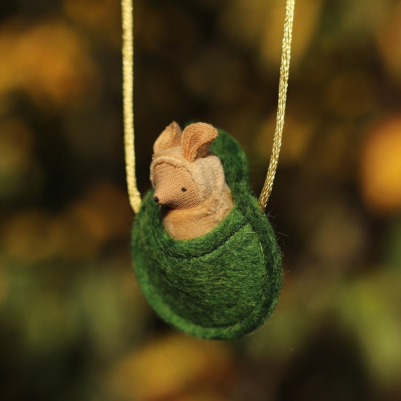 Small TAN Mouse Necklace waldorf miniature woodland animal NMG2 image 2