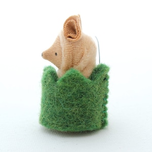 Little Critter in a Hedge Cozy // waldorf toy // mouse doll // mole miniature // natural table // mousie nest // woodland animal // CHC image 5