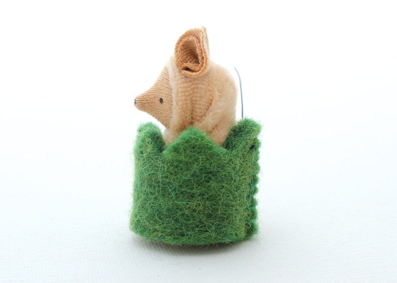 Little Critter in a Hedge Cozy // waldorf toy // mouse doll // mole miniature // natural table // mousie nest // woodland animal // CHC image 5