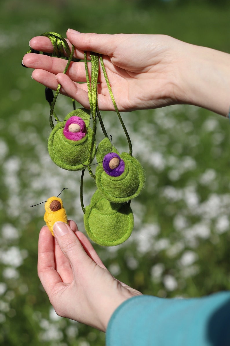 Caterpillar Children's Necklace, waldorf toy , leaf necklace , small world play image 10