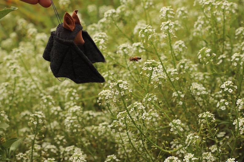 Bat ornament // waldorf nature table // fruit bat // waldorf toy // hanging bat // flying fox image 5