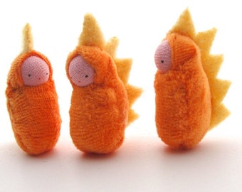 Orange Baby dragon  // small doll // waldorf toy // nature table // little dinosaur // miniature  DBO1