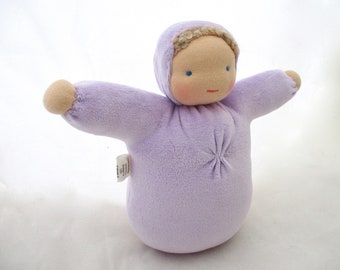 Waldorf  Baby Doll  lavender // ecofriendly toy // natural fiber baby // cloth doll // waldorf toy // cuddle doll  // soft doll //  CDN