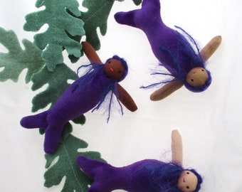 Small  mermaid doll purple // waldorf toy // little merbaby // natural toy // ready to ship toy