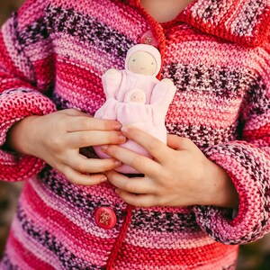 Waldorf toy // natural fiber doll // pocket doll // mother with baby doll // tooth fairy // white baby doll // ready to ship doll // PMW1 image 5