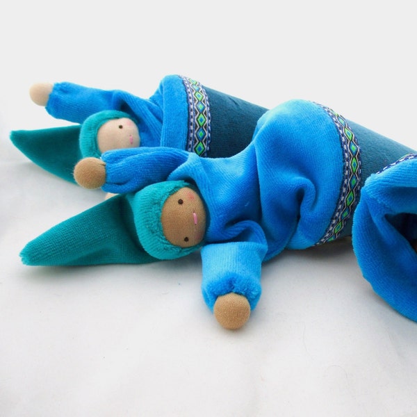 Turquoise popup puppet // cone puppet // Waldorf toy