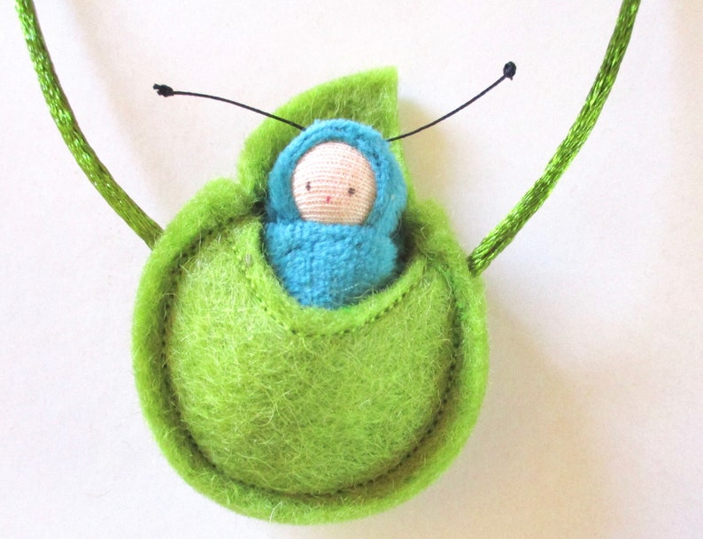 Caterpillar Children's Necklace, waldorf toy , leaf necklace , small world play image 5