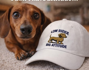Gorra para amantes de los perros, estilo Low Rider Big Attitude / Gorra de béisbol divertida con diseño de perro salchicha