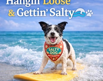 Pañuelo para perro Salty con collar ajustable, accesorios para perros de playa costera