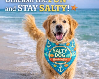 Pañuelo para perro Salty con collar ajustable, accesorios para perros de playa costera