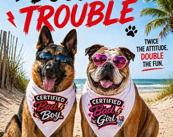 Certified Bad Boy & Bad Girl Dog Bandana, Pet Scarf for Small Medium-Large Dogs