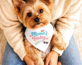 Mama’s Baby Tie on Dog Bandana, Small Medium Large Dog Scarf