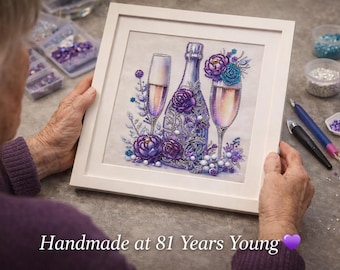 Champagne Wall Art, Wine Lover Gift, Framed Diamond Art,