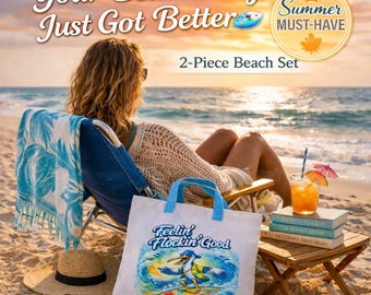 Beach Tote Bag with Zipper Pouch, Funny Pelican, Coastal Beach, Summer Vacation Bag, Gift for Her, Cute Beach Set