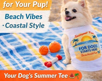 Summer Dog Shirt, Beach Dog Tee, Small Dog Clothes, Beach Outfit, Coastal Pet Shirt, Cute Apparel