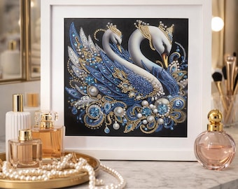 Elegant Swan Diamond Art, Wall Decor