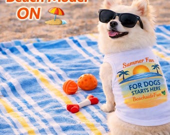 Camiseta de verano para perros, camiseta playera para perros, ropa para perros pequeños, conjunto playero, camiseta costera para mascotas, ropa adorable.
