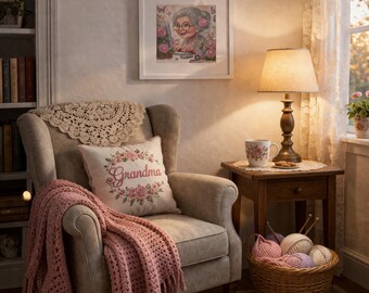 Cuadro de diamantes para la abuela, 12x12, enmarcado / Pintura de diamantes hecha a mano / Regalo para la abuela /