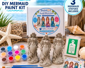 DIY Mermaid Paint Kit, 3 Paint Your Own Statues