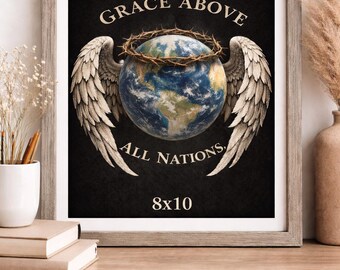 Arte mural cristiano "Gracia sobre todas las naciones" / Diseño de fe (Descarga digital)